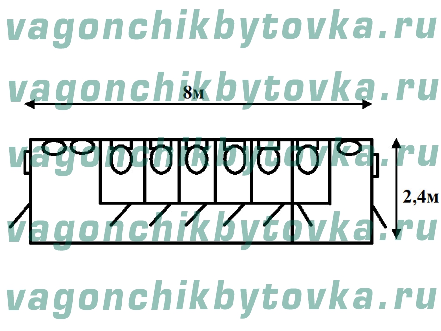 Санузел из вагончика 8м